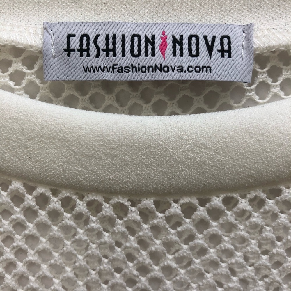 White Cropped Mesh Top - Picture 5 of 5